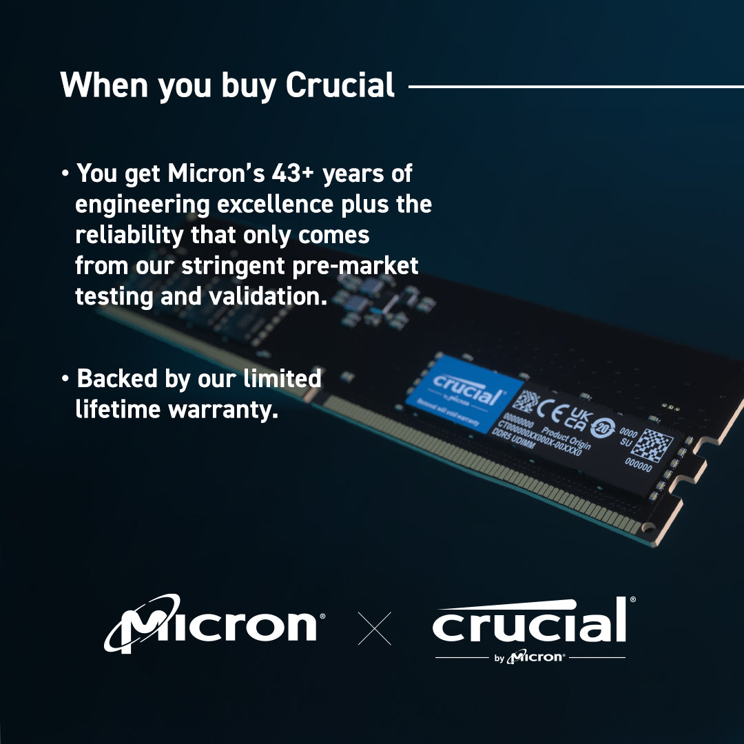 Crucial DDR5 5600Mhz UDIMM SODIMM Unbuffered Desktop Laptop RAM XMP 3.0 & EXPO Supported 8GB 16GB 32GB Crucial DDR5 5600Mhz UDIMM SODIMM Unbuffered Desktop Laptop RAM XMP 3.0 & EXPO Supported 8GB 16GB 32GB
